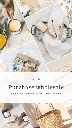 a collage of photos with the words pure purchase wholesale and other items