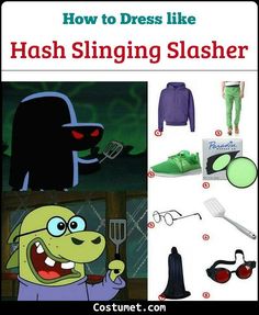 an image of how to dress like hash sling slasher and other items from the simpsons