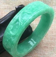 57.5 x 14.5mm Translucent Light Fei Cui Bashan Green Jadeite Jade Bangle #A30 Green Carved Bracelet As A Gift, Green Carved Bracelet For Gift, Green Carved Bracelets As Gift, Carved Green Round Jewelry, Green Carved Round Jewelry, Jade Bangle, Antique China, Asian Antiques, Jade