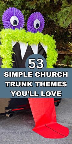 a car with some decorations on it and the words 53 simple church trunk themes you'll love