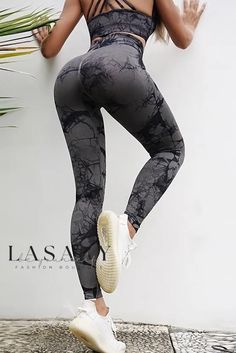 Lasaky - Enhanced Womens High-Waisted Yoga Leggings with Tie-Dye Pattern, Shaping Support, and Butt-Lifting Benefits Gray Non-stretch Yoga Pants, Gray Non-stretch Sports Pants, Non-stretch Gray Yoga Pants For Sports, Non-stretch Gray Yoga Pants, Yellow Bra, High Waisted Yoga Leggings, Womens Tie, Tie Dye Patterns, Grey Pants