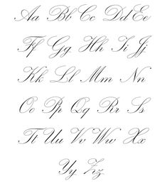 the upper and lower letters of an old english calligraphy font, with cursive writing