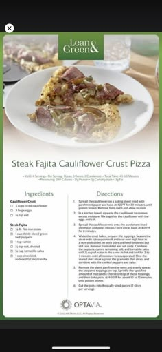 Cauliflower Pizza Recipe, Fajita Pizza, Green Pizza