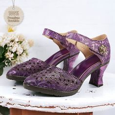 Category:Pumps; Upper Materials:Leather; Lining Materials:100% Leather; Season:Spring,Summer,Fall; Heel Type:Kitten Heel; Gender:Women's; Toe Shape:Round Toe; Style:Vintage,Elegant; Heel Height(inch):1-2; Outsole Materials:Rubber; Occasion:Party,Valentine's Day; Closure Type:Buckle; Pattern:Floral,Cut-out; Listing Date:03/11/2024; 2024 Trends:Mary Jane,Handmade Shoes,Vintage Shoes; Heel Height:Mid Heel High Heel Leather Shoes With Heel Strap For Spring, Summer Open Toe Court Shoes With 4-inch Heel, Summer Party Court Shoes With Round Toe, Spring High Heel Leather Shoes, Summer Leather Pointed Toe Shoes, Summer Formal Closed Toe Leather Shoes, Summer Party Leather Shoes, Summer Party Leather Shoes With Pointed Toe, Open Toe Court Shoes For Summer Party