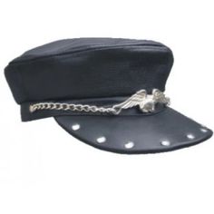 Black Chain and Studs Flying Eagle Bikers Cap Adjustable Cap For Biker Events, Flying Eagle, Black Chain, Sun Visor, Captain Hat, Cycling, Sun, Chain, Hats