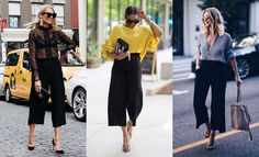 Black Culottes Outfit Cullotes Outfit Casual, Culottes Outfit Work, Black Cullotes Outfits, Culottes Outfit Summer, Black Culottes Outfit, Black Palazzo Pants Outfit, Coulottes Outfit, Culotte Outfit, How To Wear Culottes