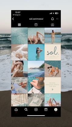 an iphone photo collage with photos taken on the beach