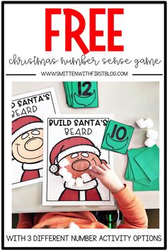 christmas number sense game with santa's beard on it and free printables