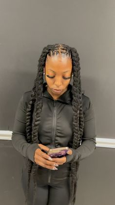 Jumbo braids ❤️‍🔥 #womenlocs #womenlocstyles #atllocs #dmvlocs #dmvloctician #extendedstyles #dmvloctician #dmvlocstylist #dmvlocstyles… | Instagram Long Locs Ponytail, Jumbo Twists Over Locs, Locs In Braids, 2 Braids With Locs, Winter Loc Styles, Jumbo Braids Over Locs, Hair Styles Over Locs, Extended Loc Styles, Braids Over Locs Protective Styles