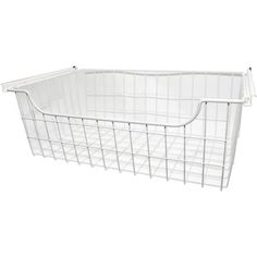 a white wire basket on a white background