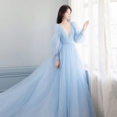 Home · Little Cute · Online Store Powered by Storenvy A Line Evening Gown, Sky Blue Prom Dress, Long Sleeve Evening Dress, Prom Dress A Line, Tulle Long Prom Dress, Kawaii Outfits, Prom 2023, Simple Gowns, A Line Evening Dress