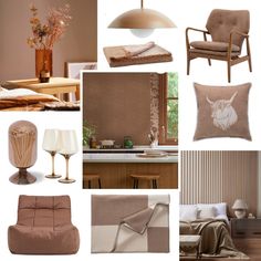 a collage of furniture and decor items including lamps, pillows, table cloths