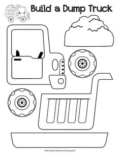 a coloring page with the words build a dump truck