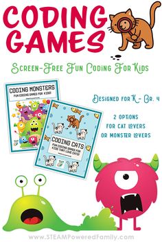 an advertisement for the children's book called coding games