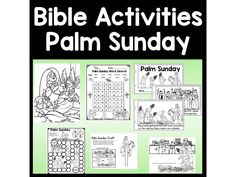 the bible activities palm sunday activity book with pictures and text on it, including an image of