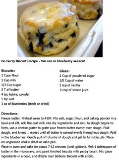 the recipe for blueberry biscuits is shown in an image above it's description