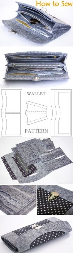 the instructions for how to sew a wallet