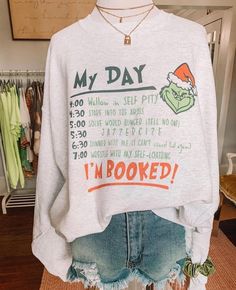 Grinch Im Booked, Grinch Crewneck, Grinch Sweatshirt, Christmas Crewneck Sweatshirt, Christmas Crewneck, Grinch Christmas, My Day