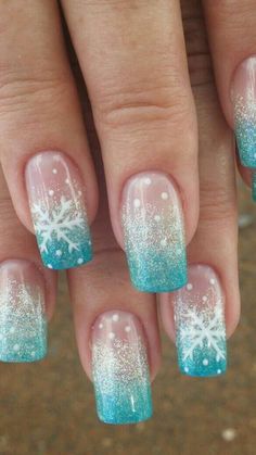 Hey Pandas! Post The Cutest Christmas Or Winter Nail Art Designs You Had On Your Nails (Closed) Jan Nails, Turquoise Nail Art, Nail Tek, Snowflake Nail Art, Turquoise Nails, Christmas Gel Nails, Christmas Nail Art Designs, Christmas Nails Acrylic