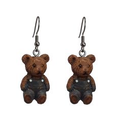 TEDDY BEAR Dangle Earrings - Cute & Colorful Handmade Jewelry Add a touch of whimsy to your accessory collection with our TEDDY BEAR Earrings! These delightful animal earrings are perfect for anyone looking to express their playful side. Crafted from high-quality 316L surgical steel hooks, these earrings are not only lightweight but also hypoallergenic, making them suitable for even the most sensitive ears. Each charm is meticulously handcrafted from non-toxic acrylic resin and features charming, hand-painted details that bring these adorable teddy bears to life. Measuring approximately 3/4" wide by 1/2" tall, these unique earrings make a bold statement without overwhelming your look. Whether you're dressing up for a special occasion or just adding a fun touch to your everyday outfit, thes Teddy Bear Earrings, Silver Wrapping Paper, Bear Earrings, Cute Teddy Bear, 3d Shape, Animal Earrings, Cute Teddy, Cute Teddy Bears, Earrings Cute