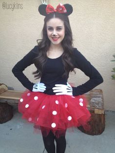 Minnie Mouse <3 Minnie Mouse Kostüm, Minnie Mouse Costume Diy, Last Minute Halloween Costume Ideas, Mouse Diy, Last Minute Halloween Costume, Carnaval Costume, Minnie Mouse Costume, Last Minute Halloween