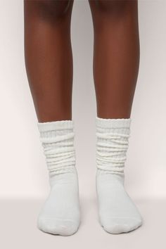 Introducing the Slouchy Sock - one of our favorite GUIZIO styling accessories. The extra length allows the sock to be loose on the ankles, making the Slouchy Sock the coziest accessory you might need more than one of. 80% Cotton, 15% Polyester, 5% Spandex Model is wearing a size XS/S Slouchy Socks, Loose Socks, Cream Socks, Slouch Socks, Cozy Accessories, Fall Inspo, White Socks, Lulu Lemon, Styling Accessories