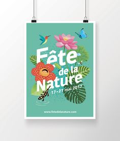 a poster with the words fete de la nature on it and flowers in front