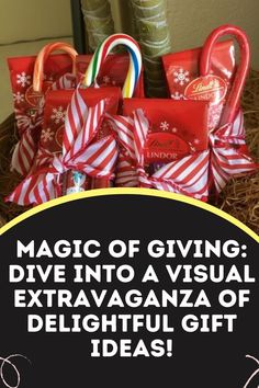 a basket filled with candy canes on top of a table