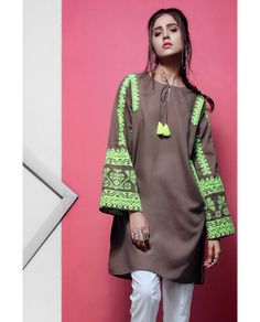 Ego Latest & Stylish Ladies Summer kurta Collection 2018-2019 Neck Styles For Kurtis, Embroided Clothes, Ladies Kurta, Latest Casual Dress, Shirt Design For Girls, Design Kurta, Applique Work, Womens Trendy Dresses