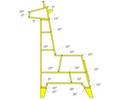 a yellow ladder with measurements for the top and bottom parts on it, as well as numbers