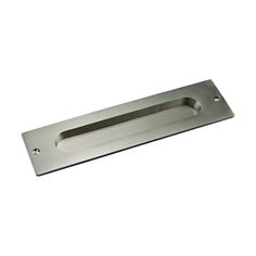 a stainless steel door handle on a white background