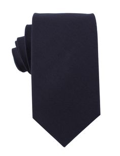 Navy Blue Cotton Necktie OTAA Solid Dapper Ties For Formal Occasions, Dapper Solid Color Ties, Tailored Blue Formal Tie, Elegant Navy Tie For Formal Occasions, Fitted Black Tie Neckwear In Solid Color, Classic Navy Ties For Work, Elegant Navy Ties For Black Tie Events, Classic Fitted Neckwear For Black-tie Events, Dapper Solid Ties For Black Tie Occasions