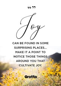 a quote that reads joy can be found in some surprising places make it a point to notice those things around you that cultivate