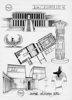 an architectural drawing of the egyptian temple