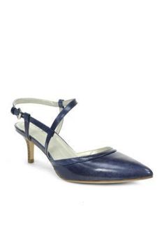 Tahari Women's •Rommy•  Snake trim Pump - ShooDog.com Evening Attire, Blue Leather, Ankle Strap, Kitten Heels, Leather Straps, Heel Height, Buckle, Pumps, Trim