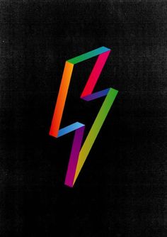 an image of the letter f in rainbow colors on a black background with text below it