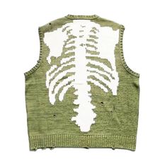 In stock, Japanese retro bone skeleton rib knitted sweater pullover sl – Yamalinclothes Skeleton Sweater Y2k, Vest Street Style, Loose Vest, Estilo Grunge, Sweater Vests, Mens Sweater, Vintage Punk, Aesthetic Look, Sweater Material