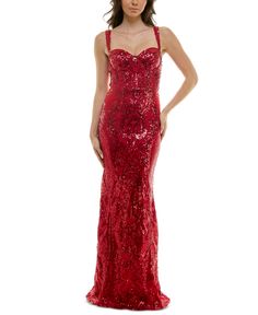 in stock Red Sparkle Prom Dress, Sequin Dress Prom, Rose Gold Prom Dress, Evening Gowns Online, Sparkle Prom Dress, Red Sequin Dress, Macy Dresses, Gown Red, Evening Gown Dresses