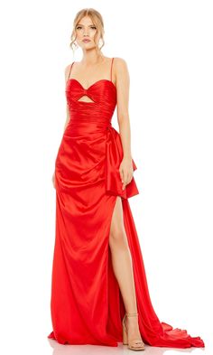 Long ruched sweetheart bodice formal dress with cut out Dress Bow Straps, Bow Gown, Mac Duggal Prom, Bow Straps, Designer Formal Dresses, Formal Prom Dresses Long, Sweetheart Neckline Dress, Taffeta Fabric, Western Chic