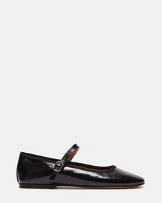 VINETTA BLACK LEATHER Flat Mary Janes, Aesthetic Heels, Black Mary Janes, Mary Jane Shoe, Ballet Heels, Mary Jane Shoes Flat, Mary Jane Ballet Flats, Steve Madden Store, Men's Shoes Accessories