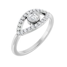 a white gold ring with diamonds on it