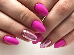 Pink Almond Nails, Nails Pedicure, Rosa Pink, Holiday Nails, Almond Nails, Pink Nails, Pretty Nails, Nail Inspo