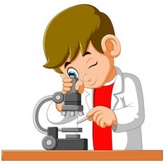 a boy looking through a microscope at something