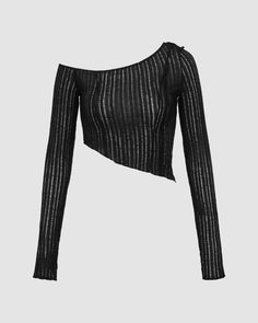 Details: Long-sleeve knitted top with asymmetric shoulder designTop Length: CroppedSleeve Length: Long SleevesMaterials: 95% Polyester + 5% Spandex Asymmetric Top, Cropped Sleeves, Sleeves Top, Knitted Top, Asymmetrical Tops, Long Sleeve Knit Tops, Maxi Dresses Casual, Crop Top Blouse, Off Shoulder Tops