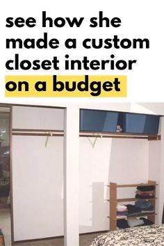 a bed room with a neatly made bed and closets