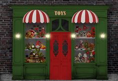 an image of a toy store front with christmas decorations