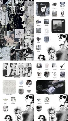 a collage of black and white images with different pictures on them, including an image of