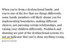 the words are written in black and white with an orange stripe on it, which reads when you're from a disinctional family