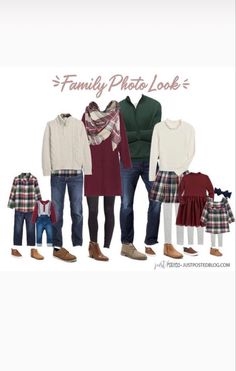 an image of family photos taken in the same photo, but with different clothes and shoes