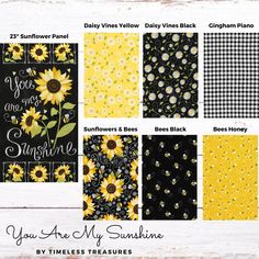 sunflowers and gingham are featured in this printable pattern for quilting